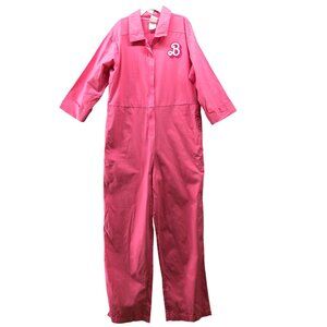 Barbie Girls Size L 10-12‎ Pink Utility Jumpsuit Long Sleeve Relaxed Straight